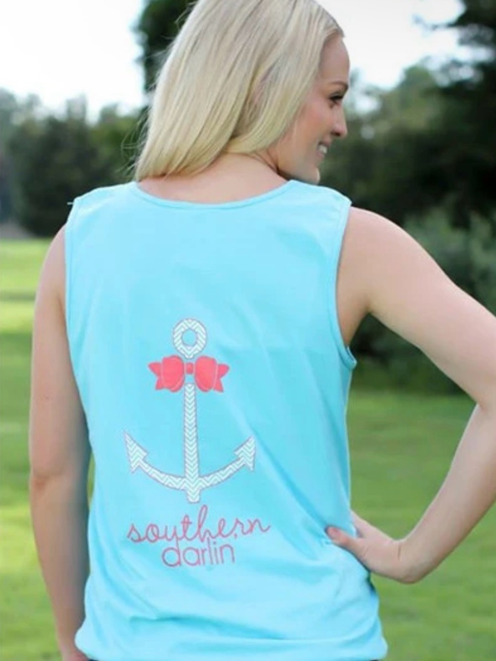 Light Blue Anchor Graphic Tank